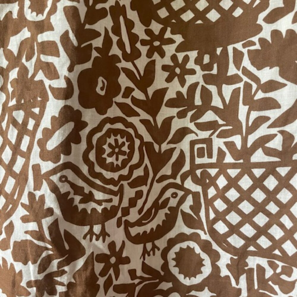 Tory Burch Top Boho Long Sleeve Brown/Tan Print  White Size 10 Lace 100% Cotton - Picture 3 of 10